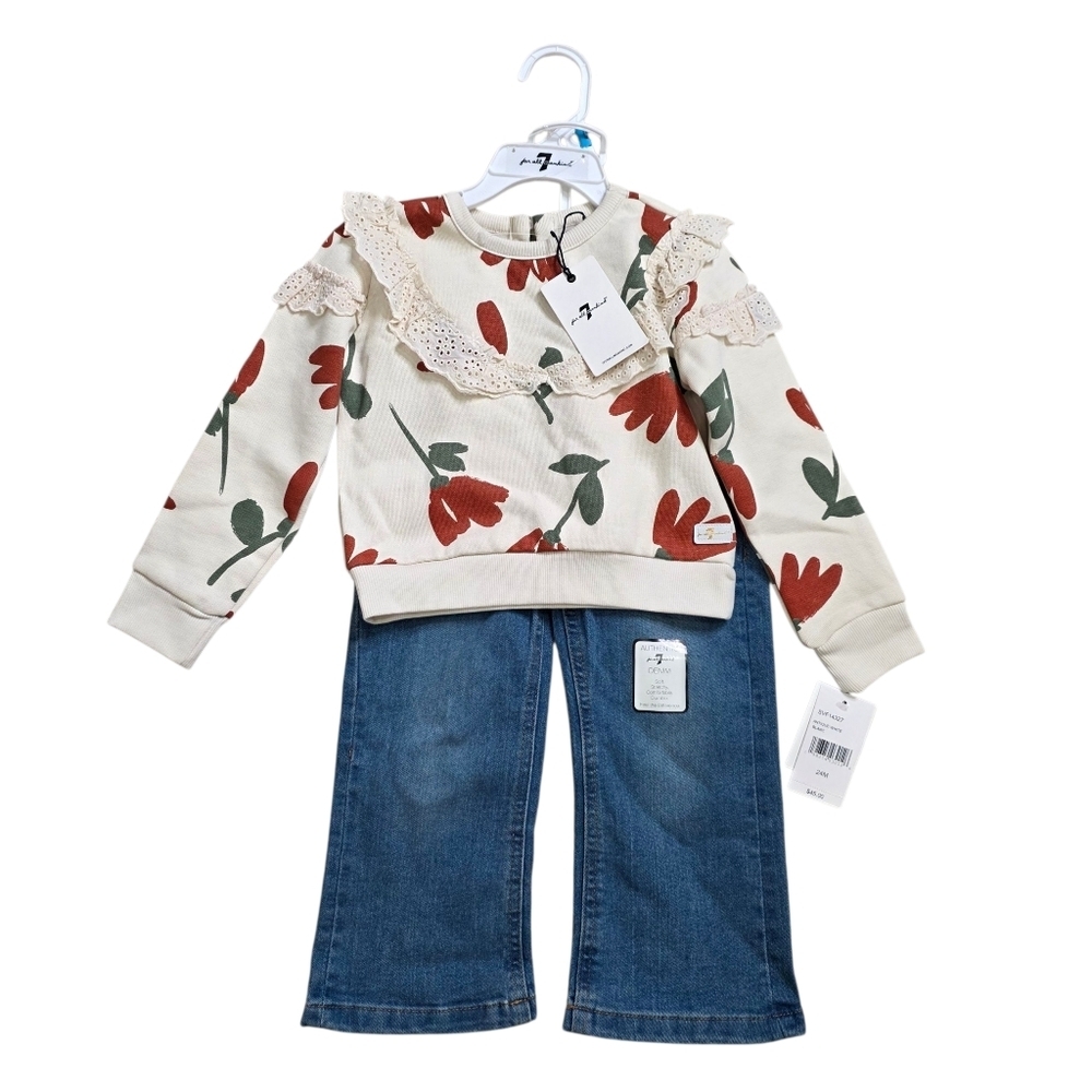NWT 7 For All Mankind Sweater and Jeans Outfit Set Size 24M